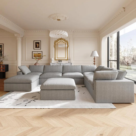 Classic Modular 7-Seater Corner Chaise in Gray