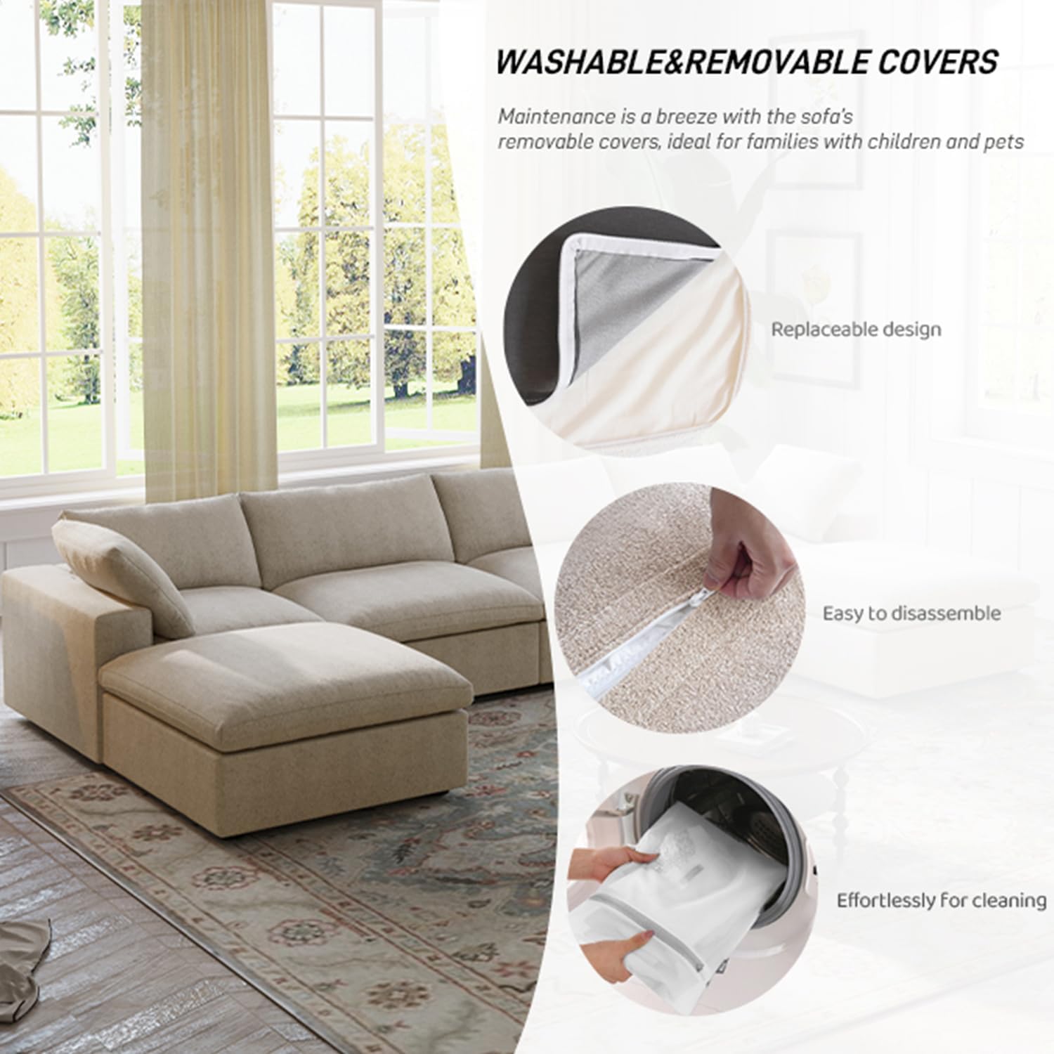 Slipcover Only! Juno Classic Corner Piece in Khaki (L&R Armrest)