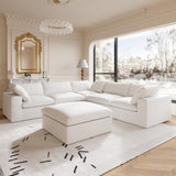 Classic Modular 5-Seater Corner Sectional + Ottoman in White — Nationwide