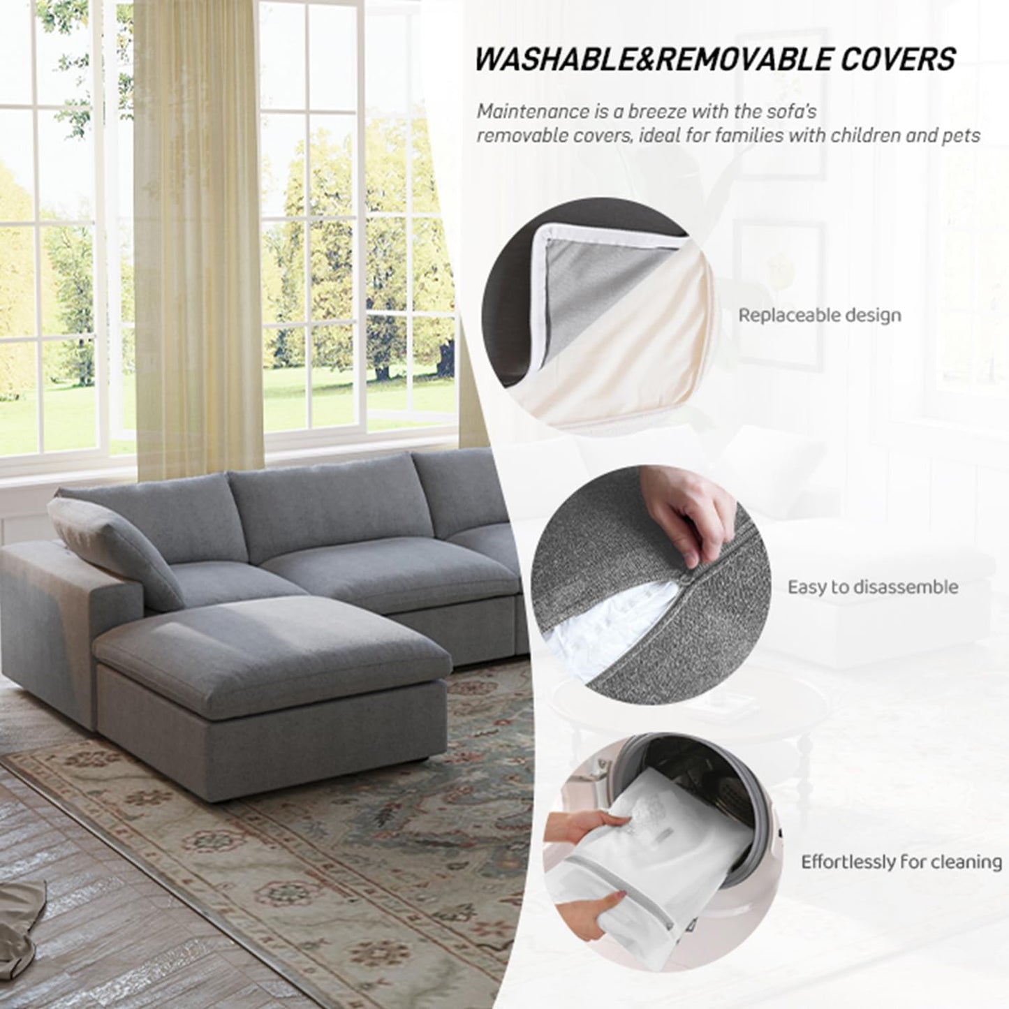 Slipcover Only - Juno Classic Modular 8-Piece Sofa-Chaise