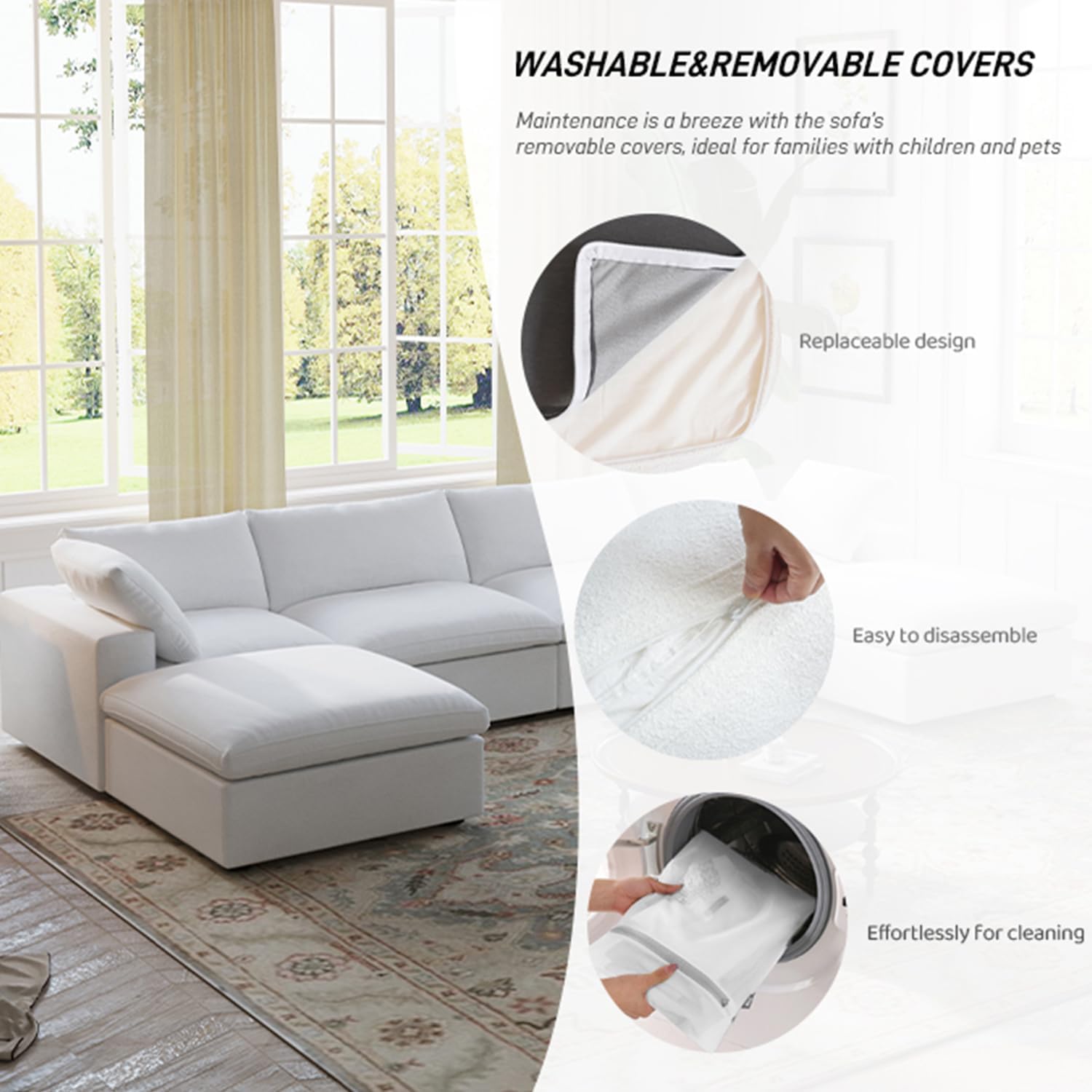 Slipcover Only! Juno Classic Corner Piece in White (L&R Armrest)