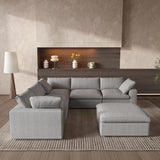 Classic Modular 5-Seater Corner Sectional + Ottoman in Gray — Nationwide