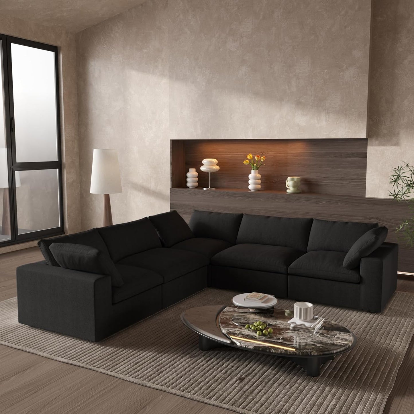 Classic Modular 5-Seater Corner Sectional in Black
