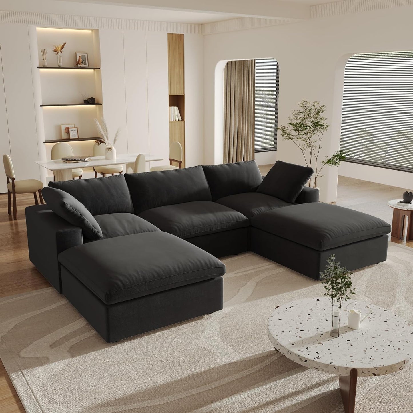 Classic Modular 3-Seater U-Sectional in Black