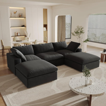 Classic Modular 3-Seater U-Sectional in Black