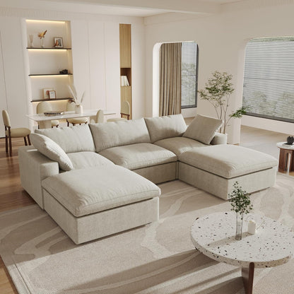 Classic Modular 3-Seater U-Sectional in Khaki