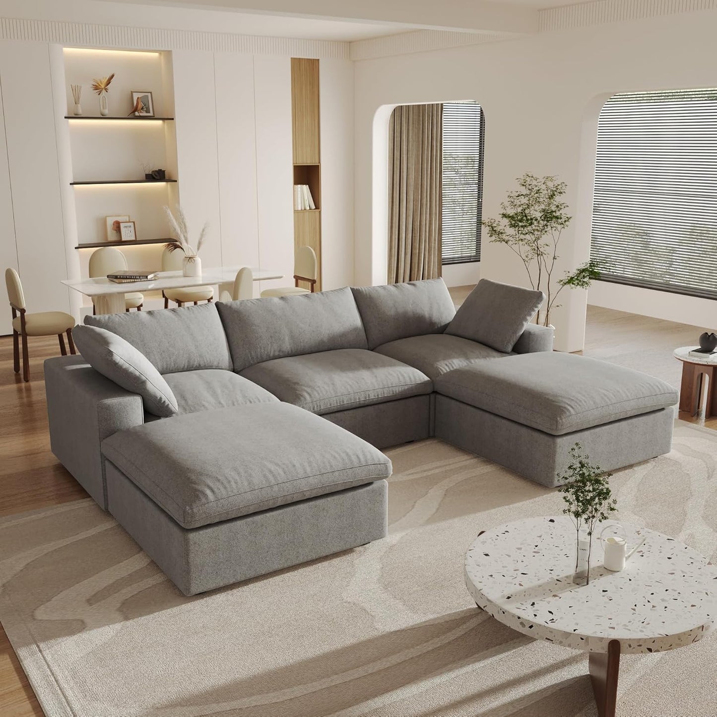 Classic Modular 3-Seater U-Sectional in Gray