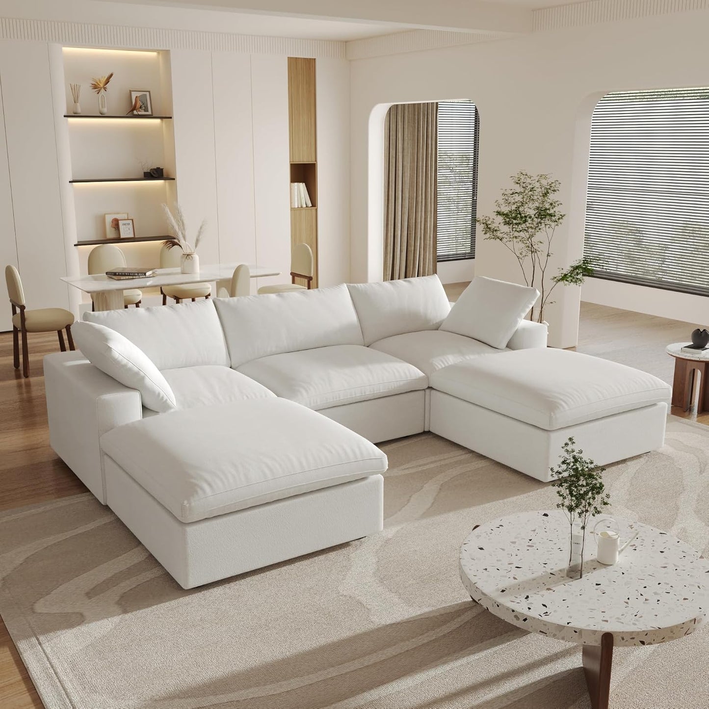 Classic Modular 3-Seater U-Sectional in White