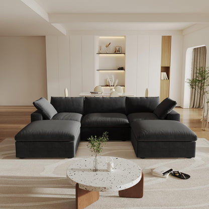 Classic Modular 3-Seater U-Sectional in Black