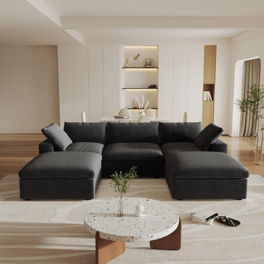 Classic Modular 3-Seater U-Sectional in Black