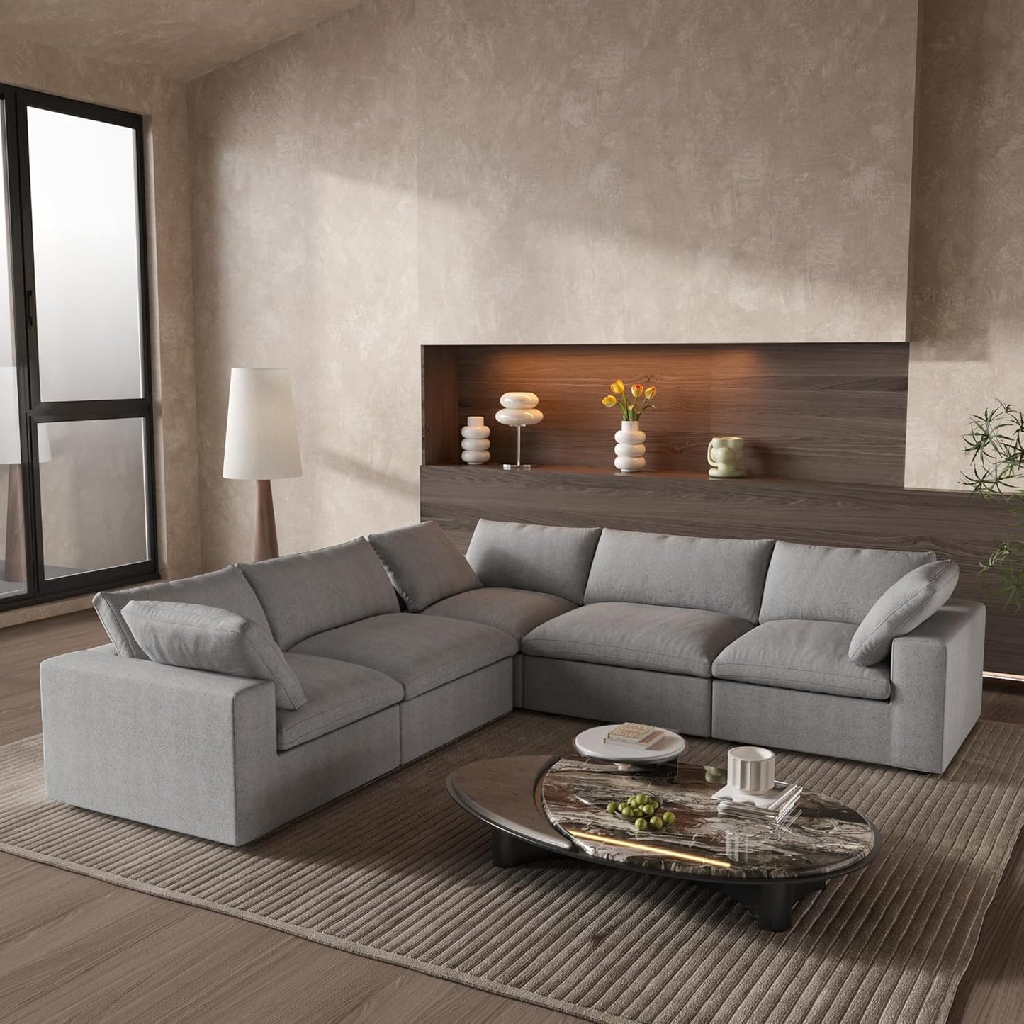 Classic Modular 5-Seater Corner Sectional in Gray