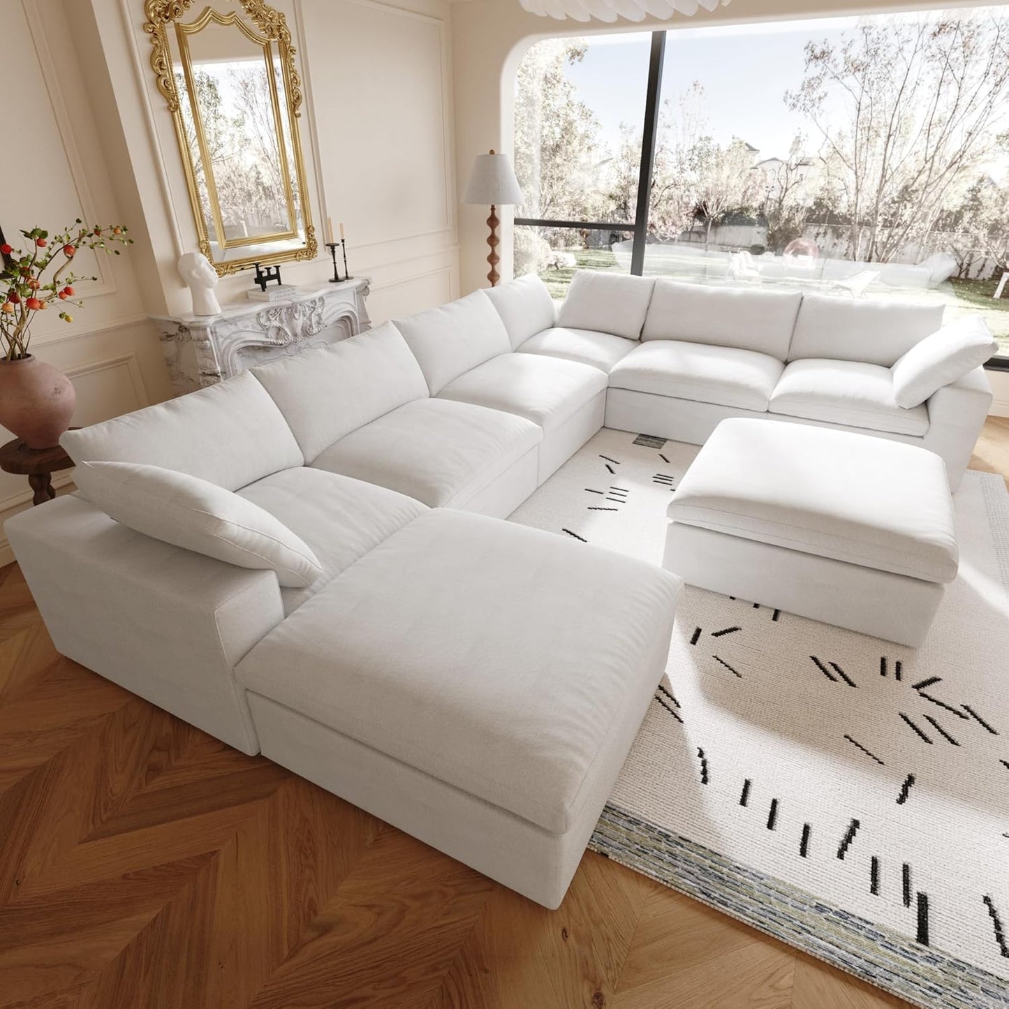 Classic Modular 7-Seater Corner Chaise in White