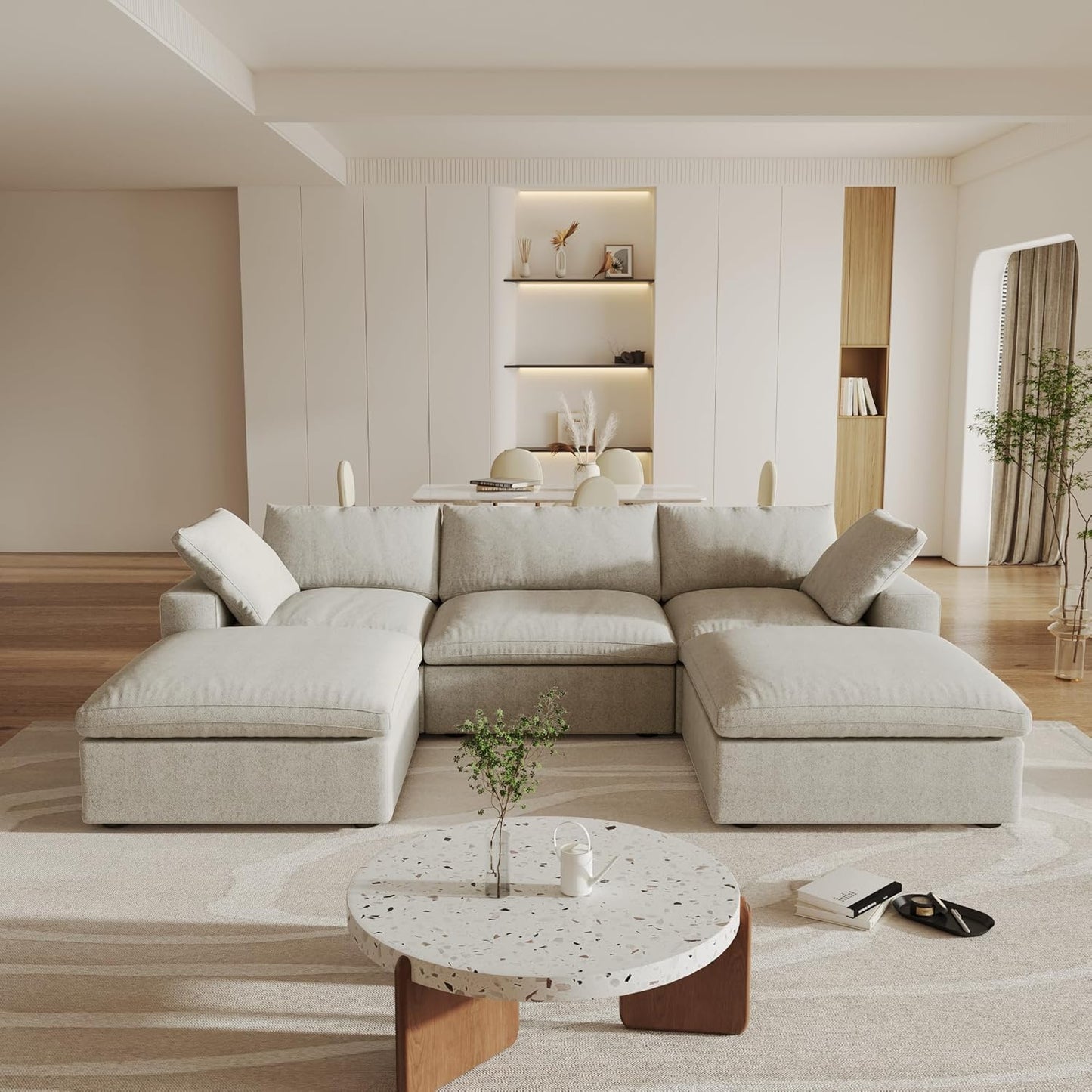 Classic Modular 3-Seater U-Sectional in Khaki