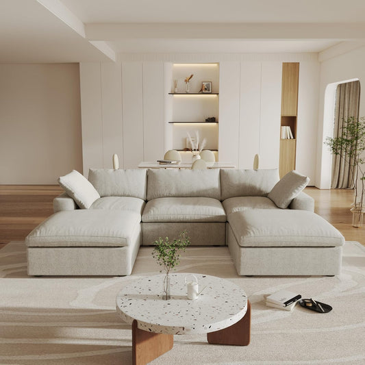 Classic Modular 3-Seater U-Sectional in Khaki
