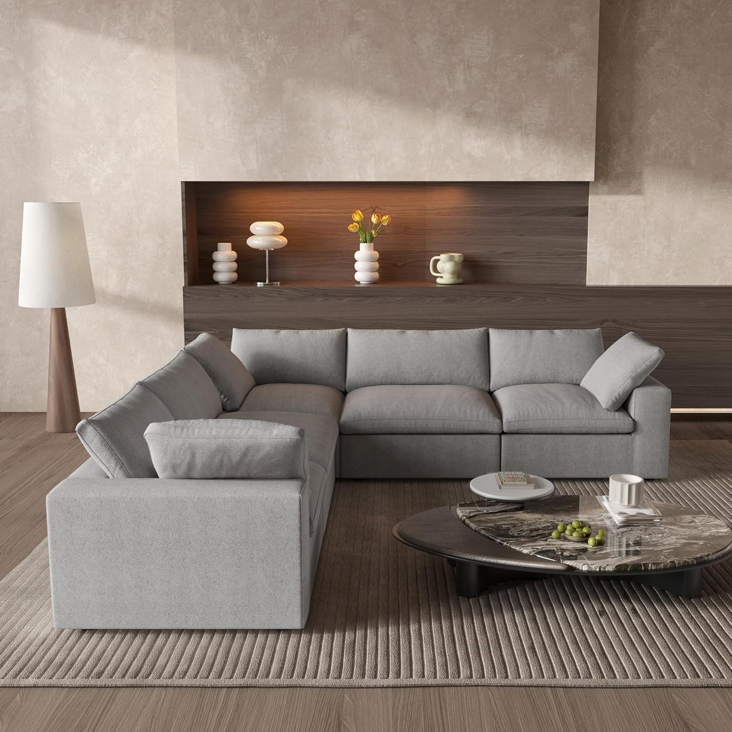 Classic Modular 5-Seater Corner Sectional in Gray
