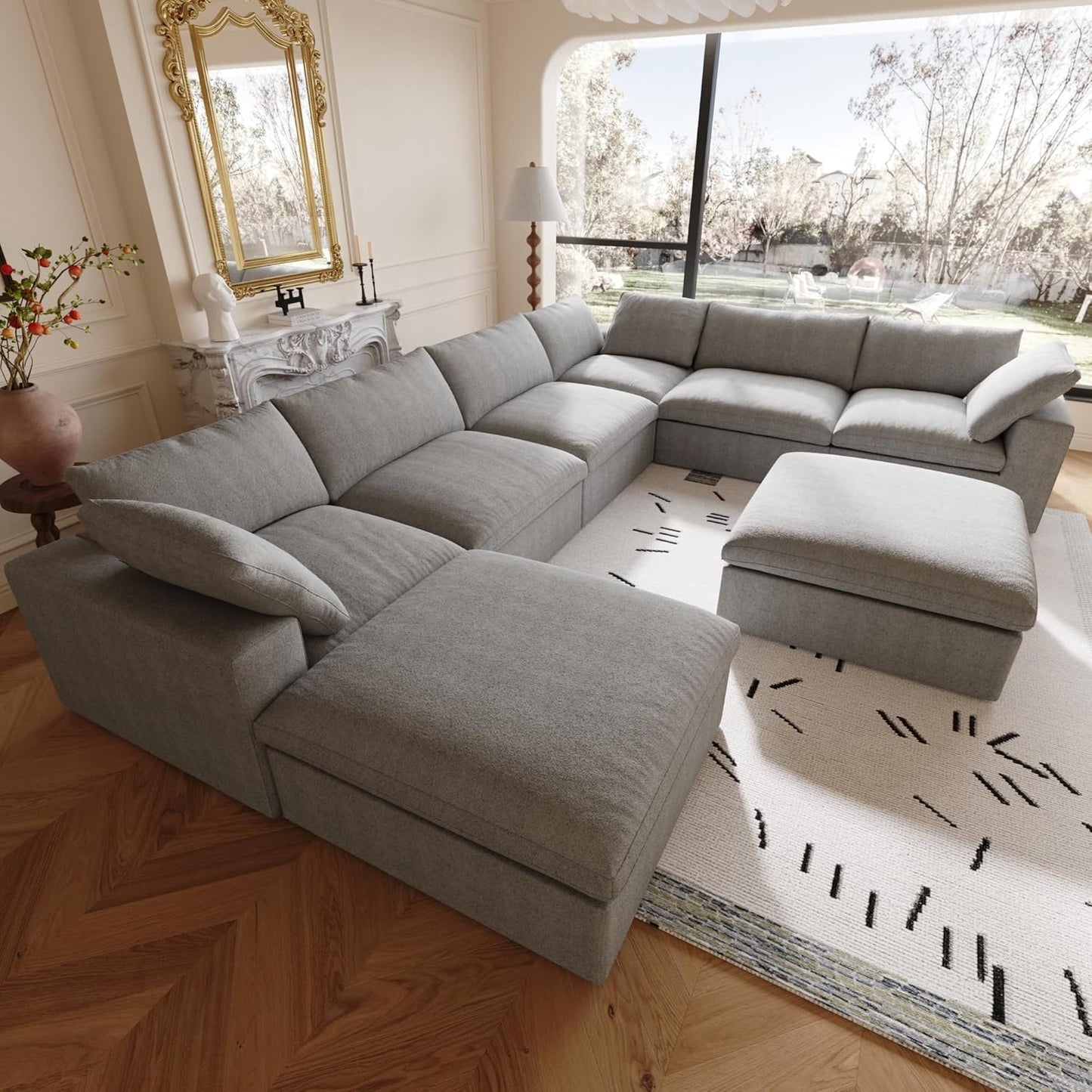 Classic Modular 7-Seater Corner Chaise in Gray