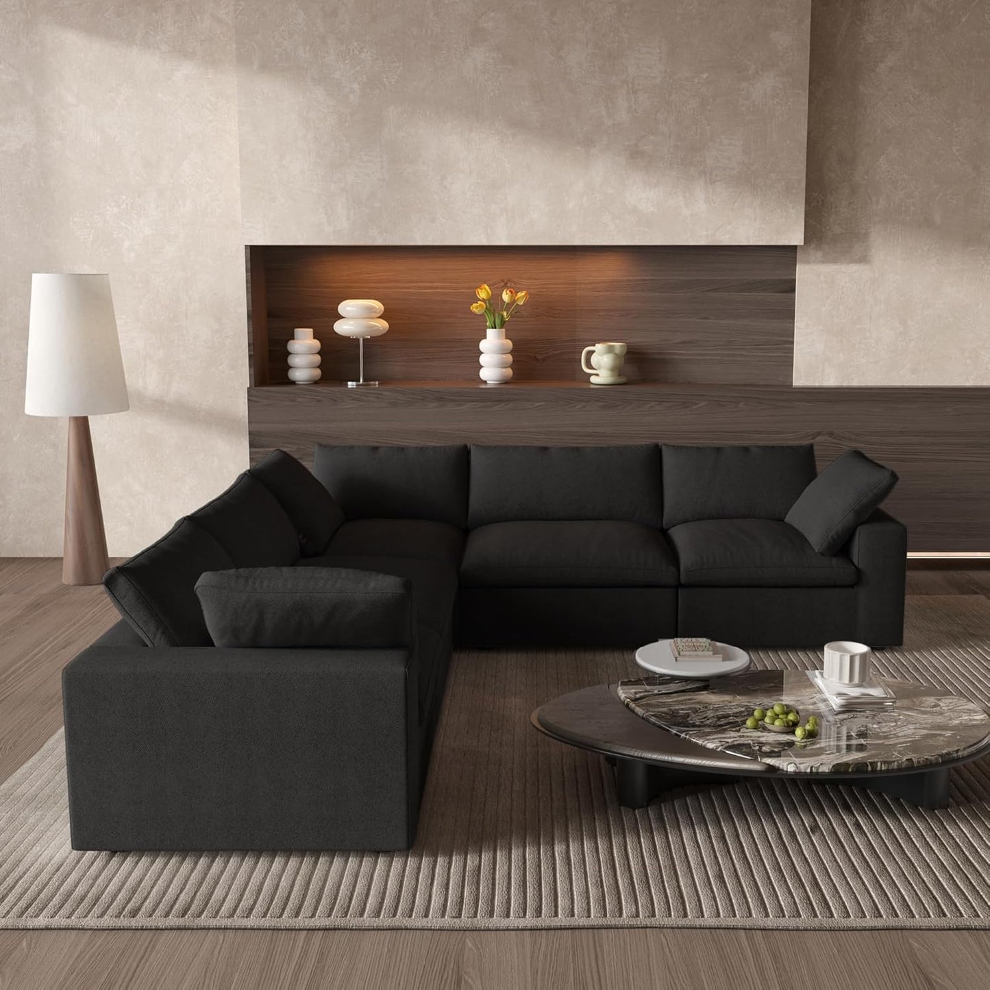 Classic Modular 5-Seater Corner Sectional in Black