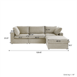 Classic Modular 3-Seater Sectional in Khaki