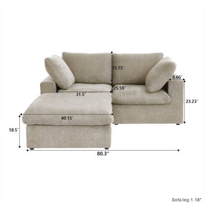 Classic Modular 2-Seater Sectional in Khaki