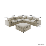 Classic Modular 5-Seater Corner Sectional + Ottoman in Khaki