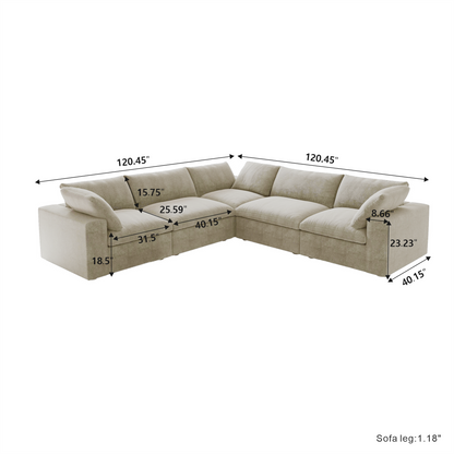 Classic Modular 5-Seater Corner Sectional in Khaki — Nationwide