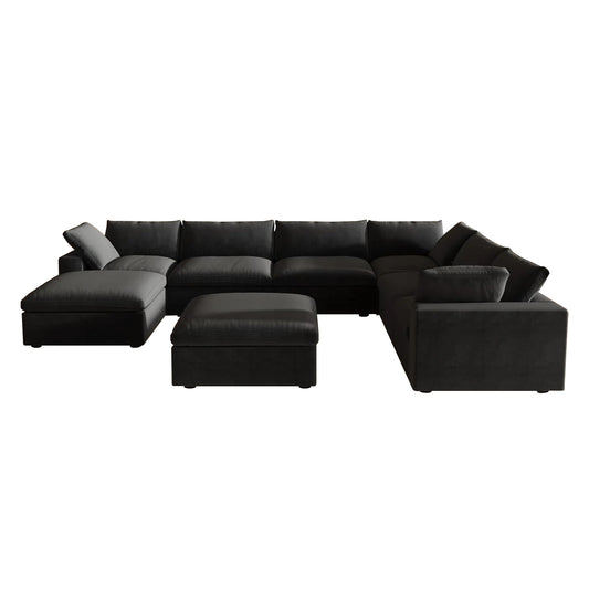 Classic Modular 7-Seater Corner Chaise in Black