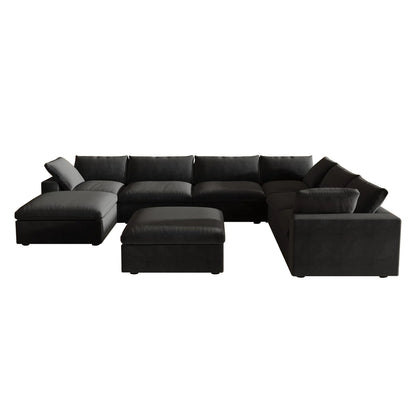 Classic Modular 7-Seater Corner Chaise in Black — Nationwide