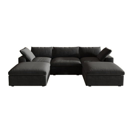 Classic Modular 3-Seater U-Sectional in Black