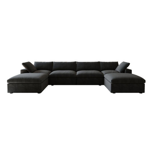 Classic Modular 4-Seater U-Sectional in Black