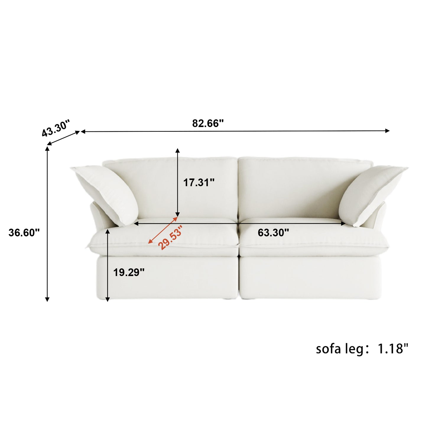 Modular Luxe 2-Seater Sofa in White