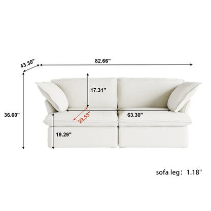 Modular Luxe 2-Seater Sofa in White
