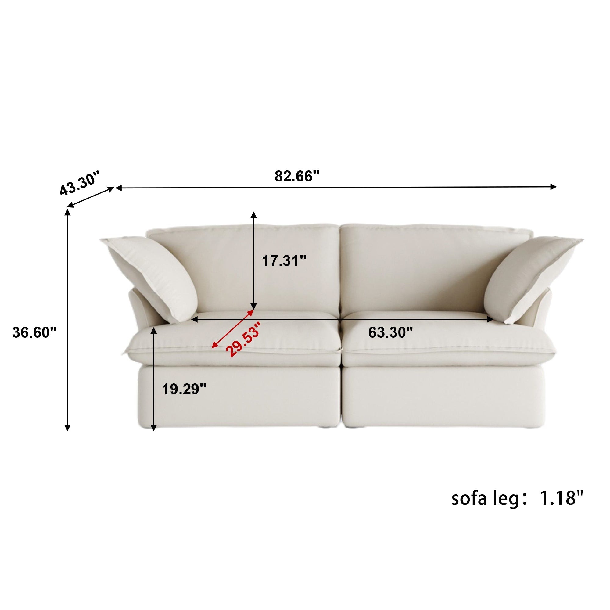 Modular Luxe 2-Seater Sofa in Beige — Nationwide