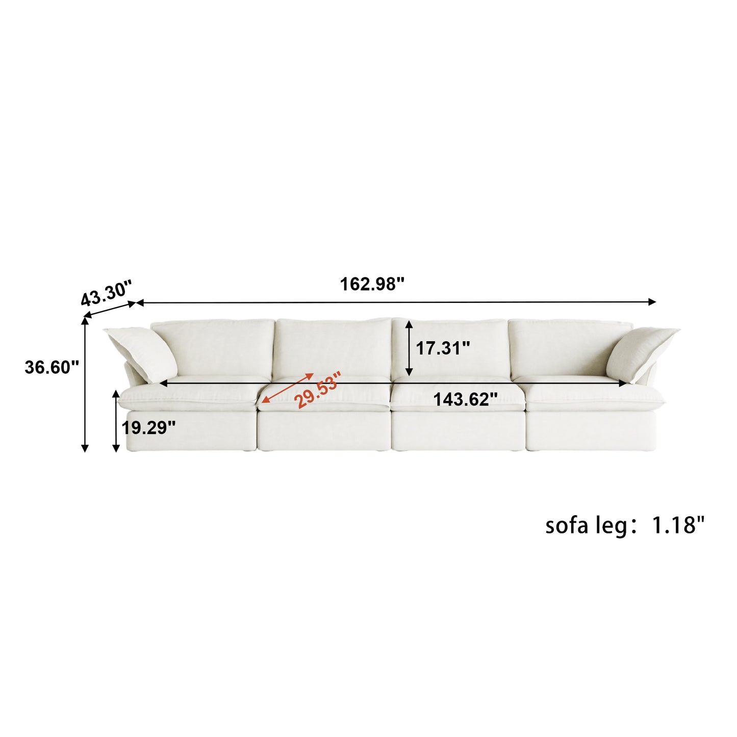 Modular Luxe 4-Seater U-Sectional in White