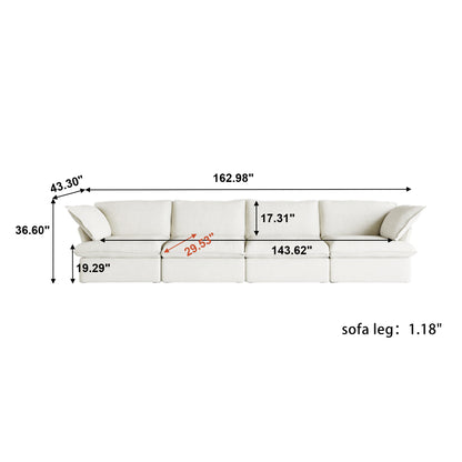 Modular Luxe 4-Seater U-Sectional in White