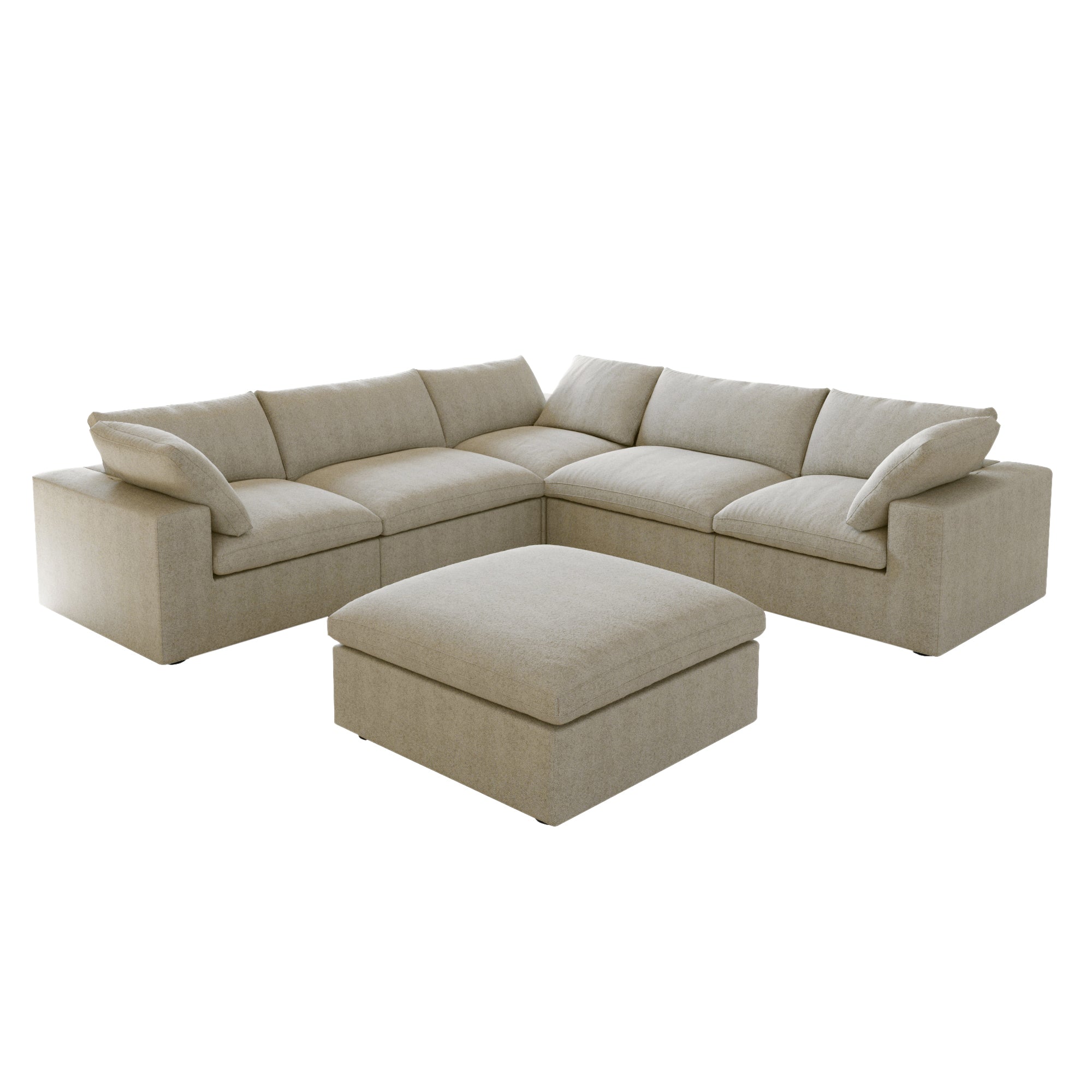 Classic Modular 5-Seater Corner Sectional + Ottoman in Khaki