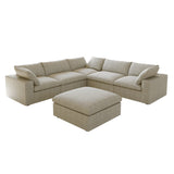 Classic Modular 5-Seater Corner Sectional + Ottoman in Khaki