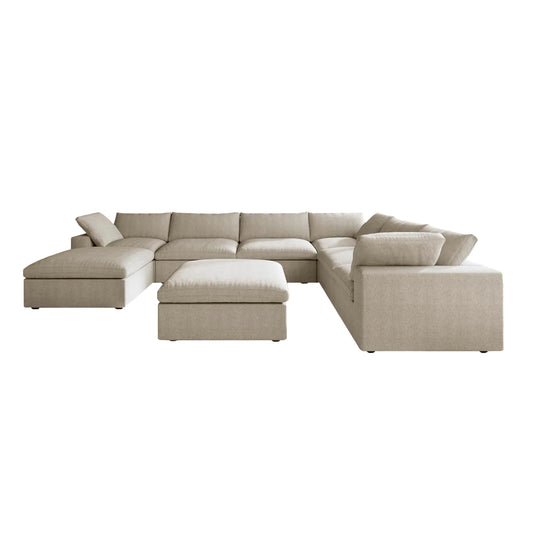 Classic Modular 7-Seater Corner Chaise in Khaki