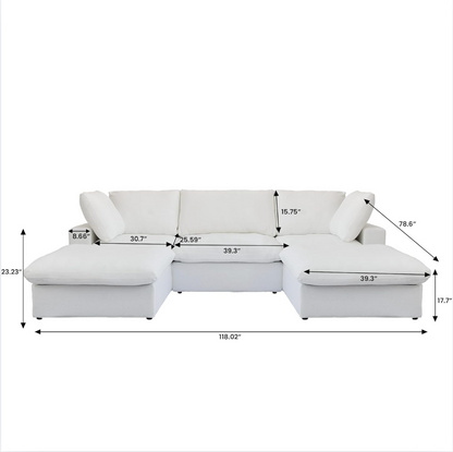 Classic Modular 3-Seater U-Sectional in White