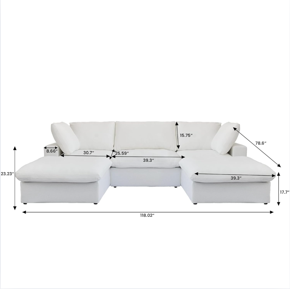 Classic Modular 3-Seater U-Sectional in White — Nationwide