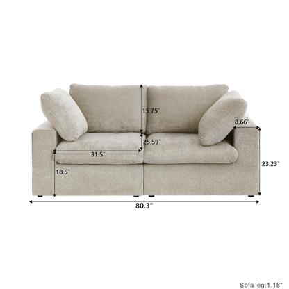 Classic Modular 2-Seater Sofa in Khaki