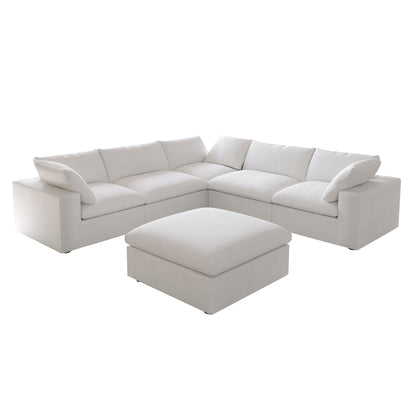 Classic Modular 5-Seater Corner Sectional + Ottoman in White