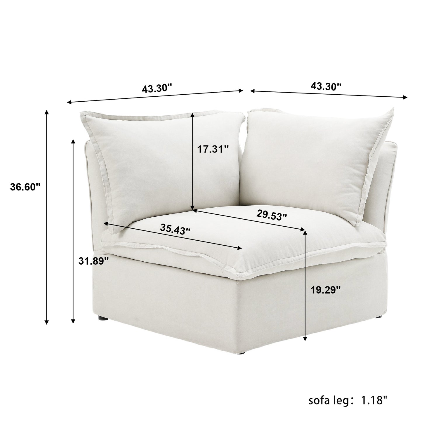 Modular Luxe Corner Piece in White