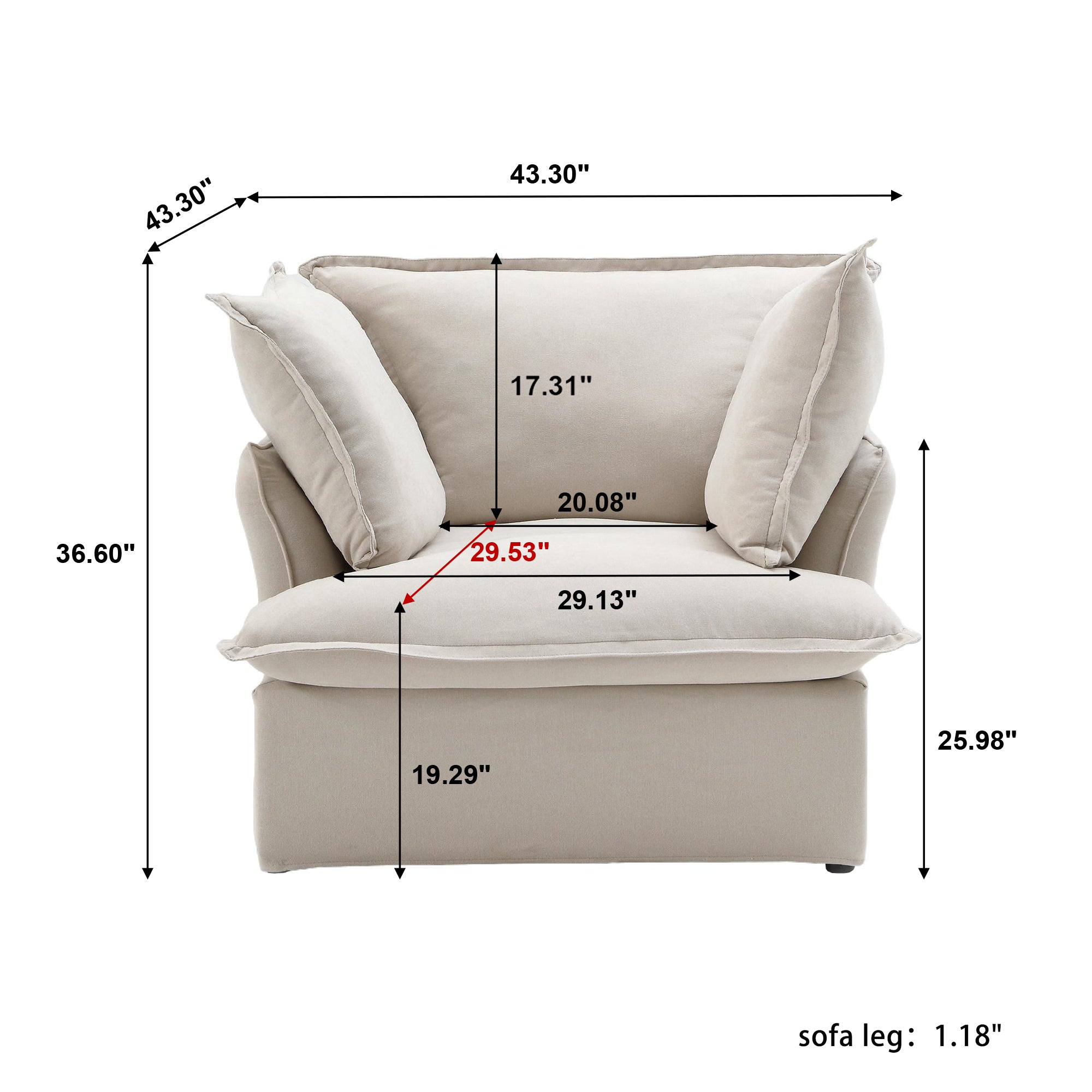 Modular Luxe Armchair in Beige