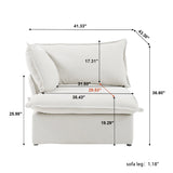 Modular Luxe Left Facing Armrest Piece in White
