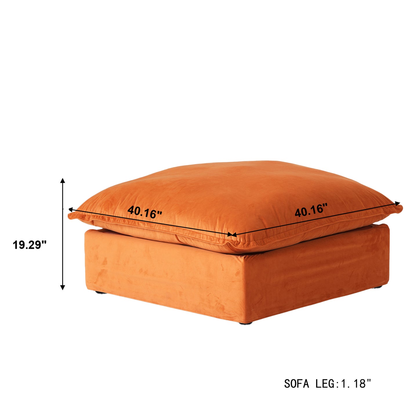Modular Luxe Ottoman Piece in Orange