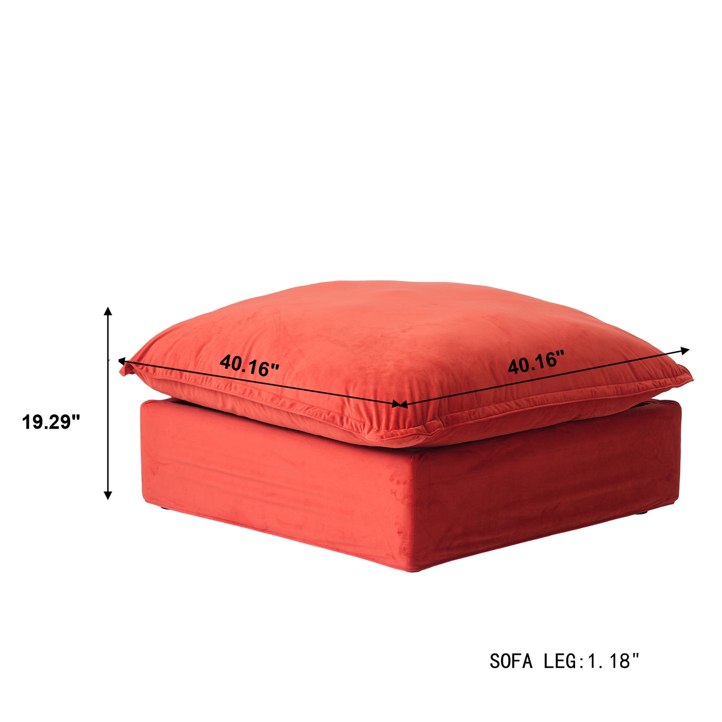 Modular Luxe Ottoman Piece in Red