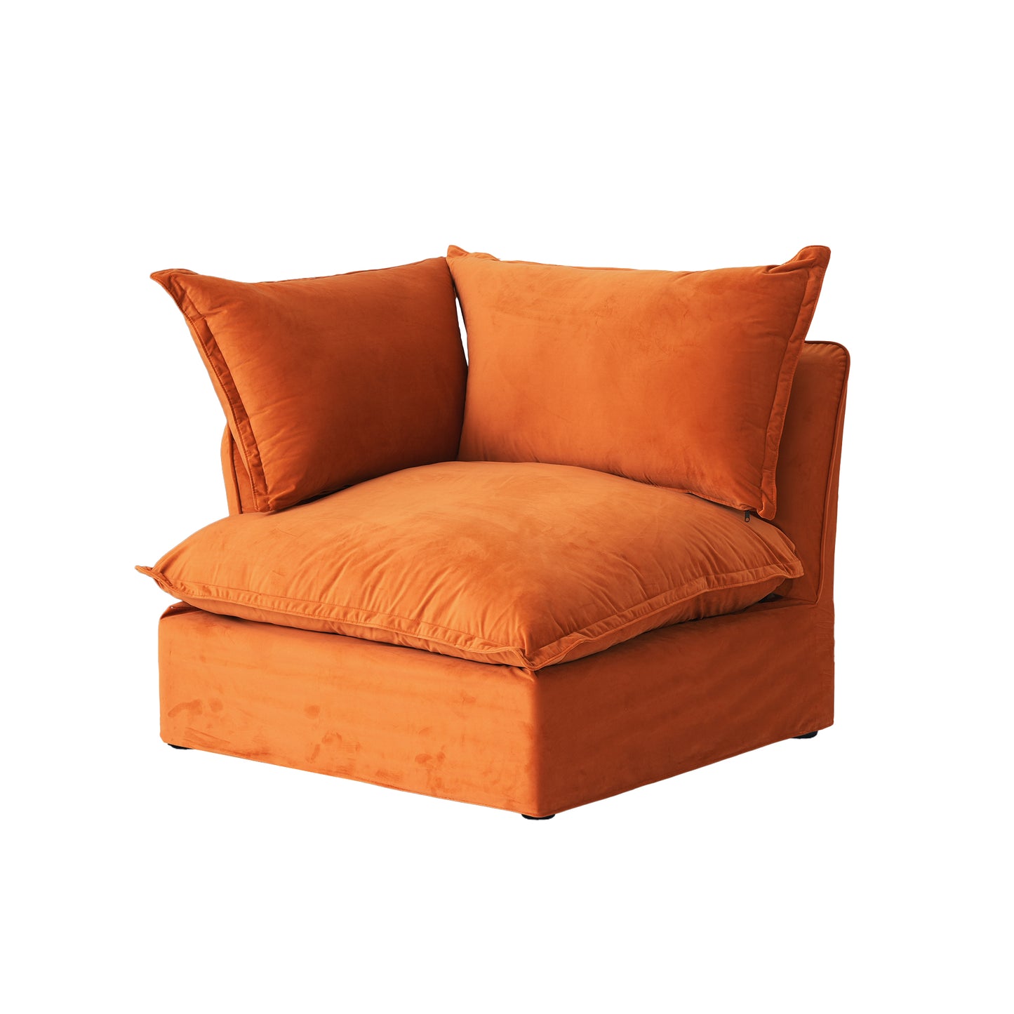 Modular Luxe Left Facing Armrest Piece in Orange