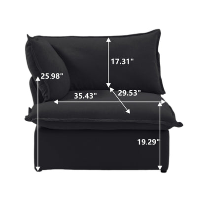 Modular Luxe Left Facing Armrest Piece in Black