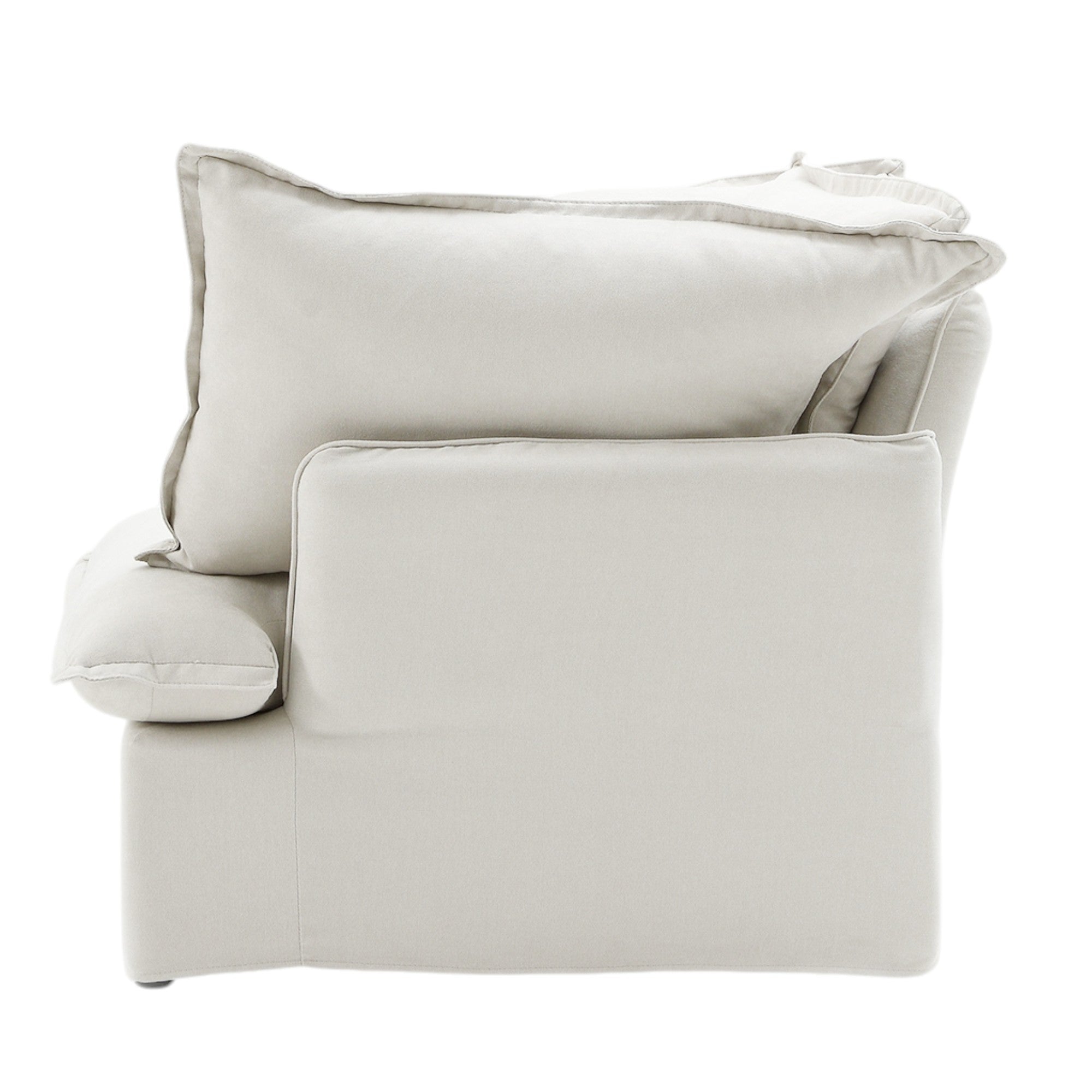 Modular Luxe Right Facing Armrest Piece in White