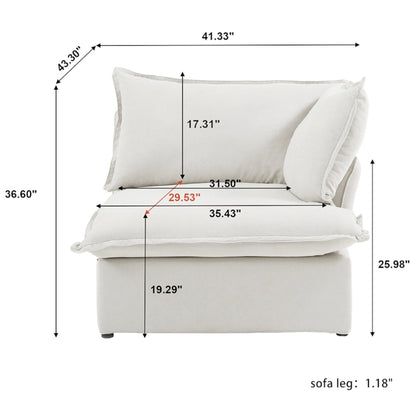 Modular Luxe Right Facing Armrest Piece in White